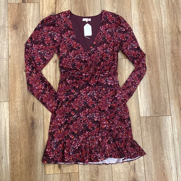 Parker Pink Alison Floral Long Sleeve Ruffle Dress - Picture 3 of 11